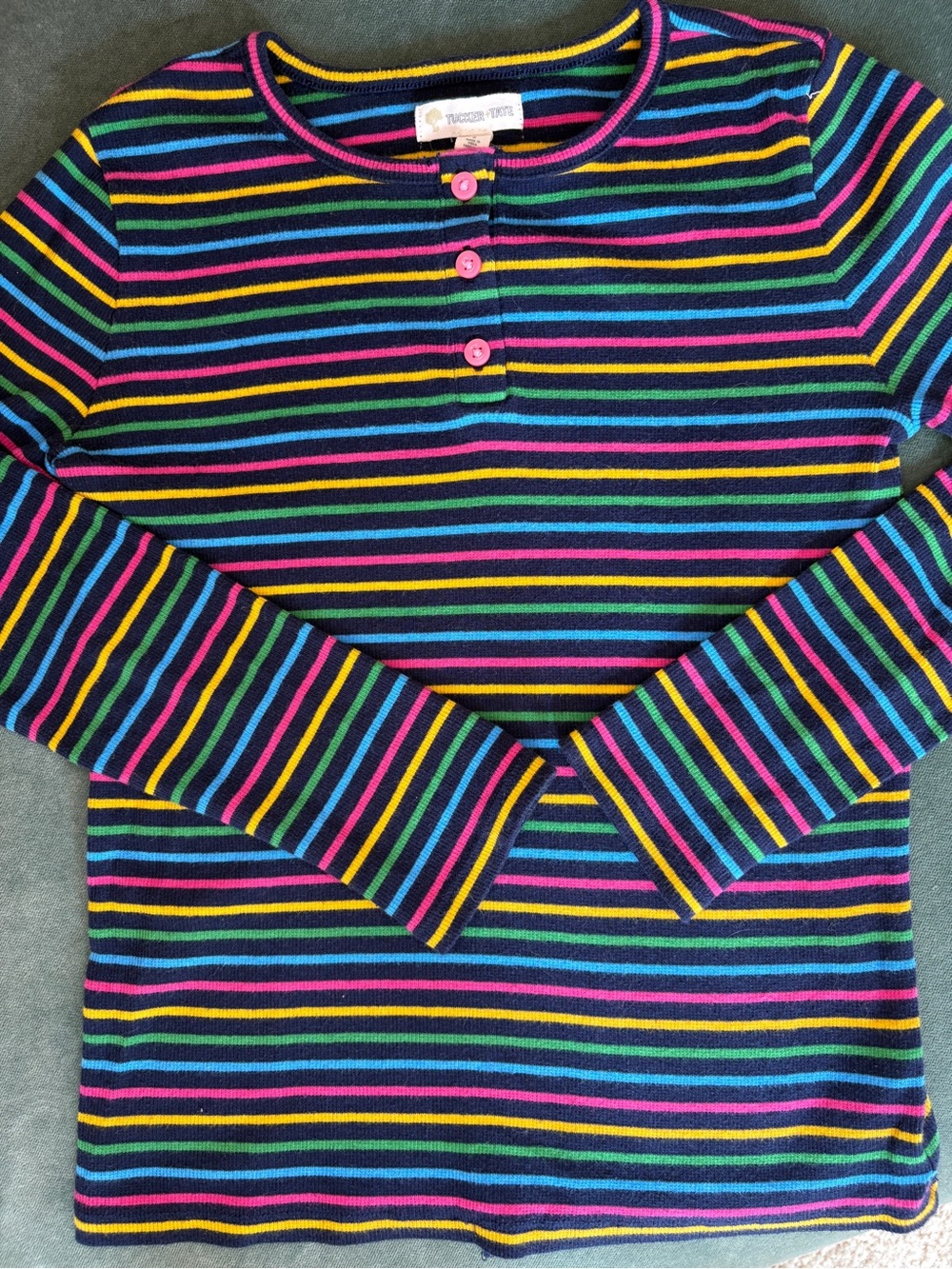 Tucker + Tate Navy Multi-Stripe Henley Long Sleeve Top - Picture 2 of 3